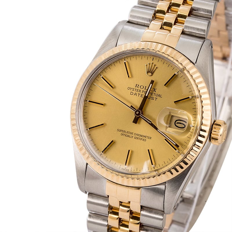 PreOwned Rolex Datejust Two Tone 16013 Champagne Dial