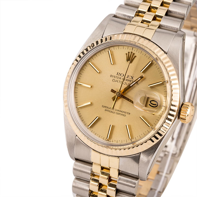 Pre Owned Rolex Datejust 16013 Champagne Dial Jubilee