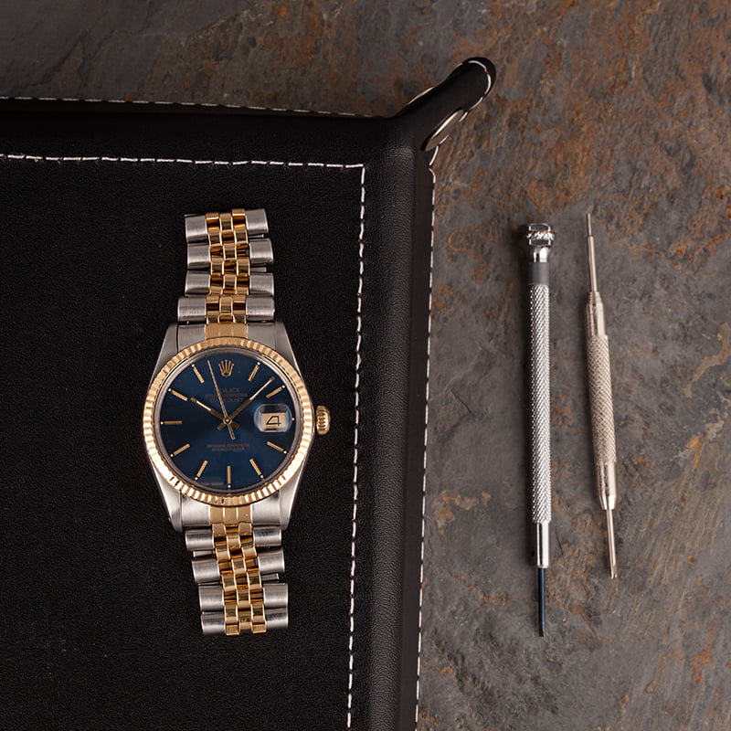 Pre-Owned Rolex Datejust 16013 Two Tone Blue Dial