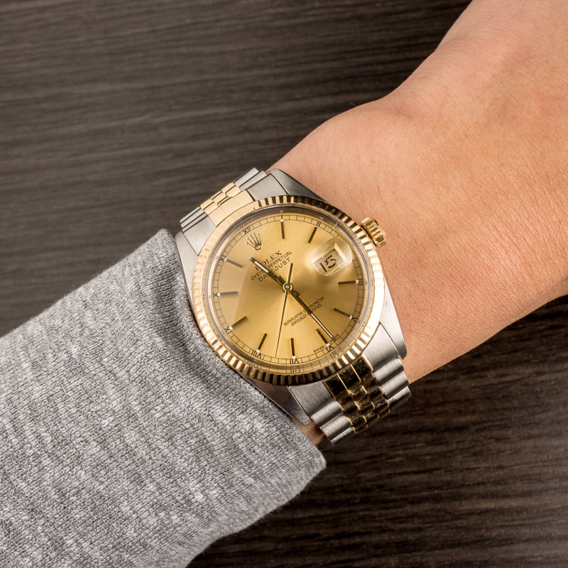 Pre Owned Rolex Datejust 16013 Champagne Dial Two Tone Watch