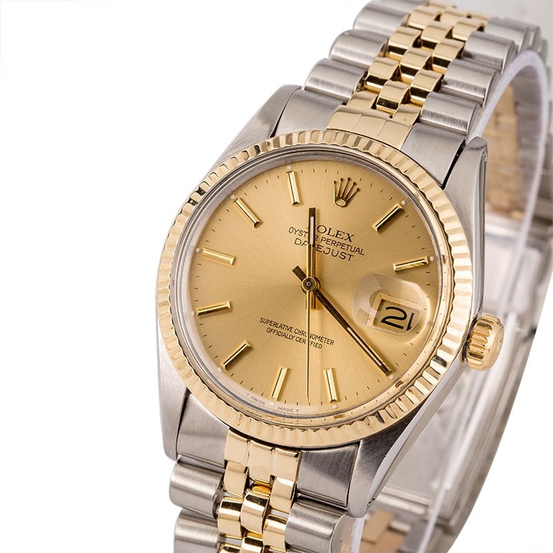 Pre-Owned Rolex Two-Tone Datejust 16013 Fluted Bezel T