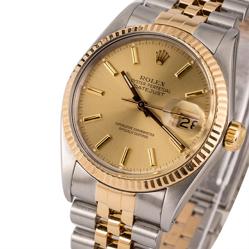 Pre-Owned Champagne Rolex Datejust 16013 Fluted Bezel