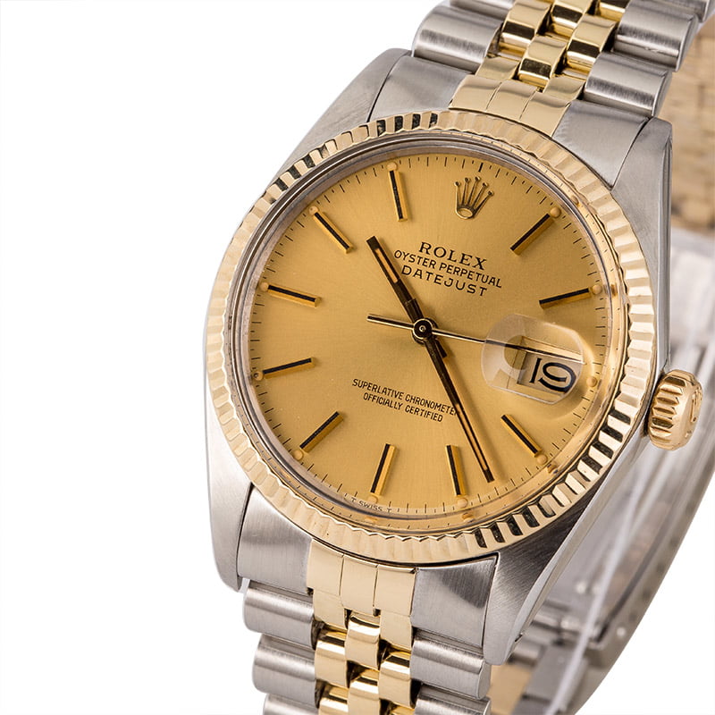 Used Rolex Two-Tone Datejust 16013 Fluted Bezel T