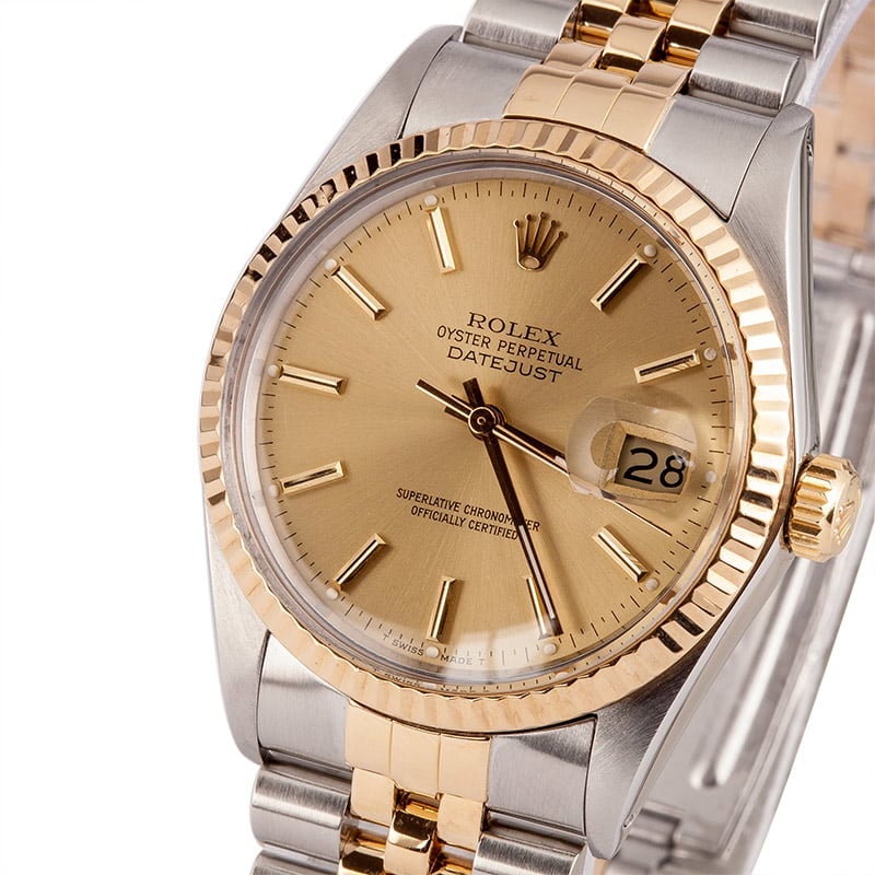 Used Rolex Two-Tone Datejust 16013 Fluted Bezel