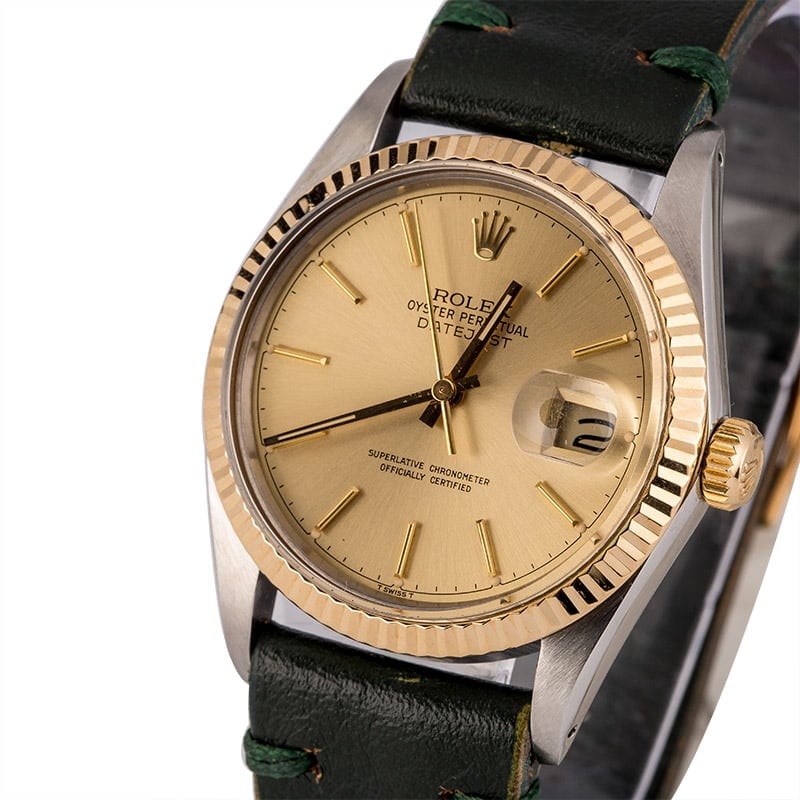 Pre-Owned Rolex Datejust 16013 Green Leather Strap T