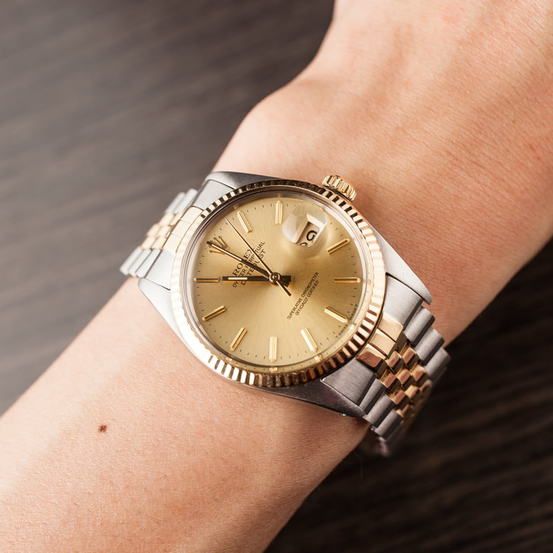Used Rolex Two-Tone Datejust 16013 Champagne Index Dial