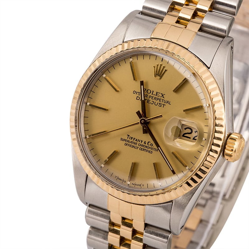 Pre Owned Rolex Two-Tone Datejust 16013 Champagne Dial