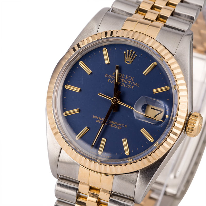 Used Rolex Datejust 16013 Blue Dial Oyster Perpetual