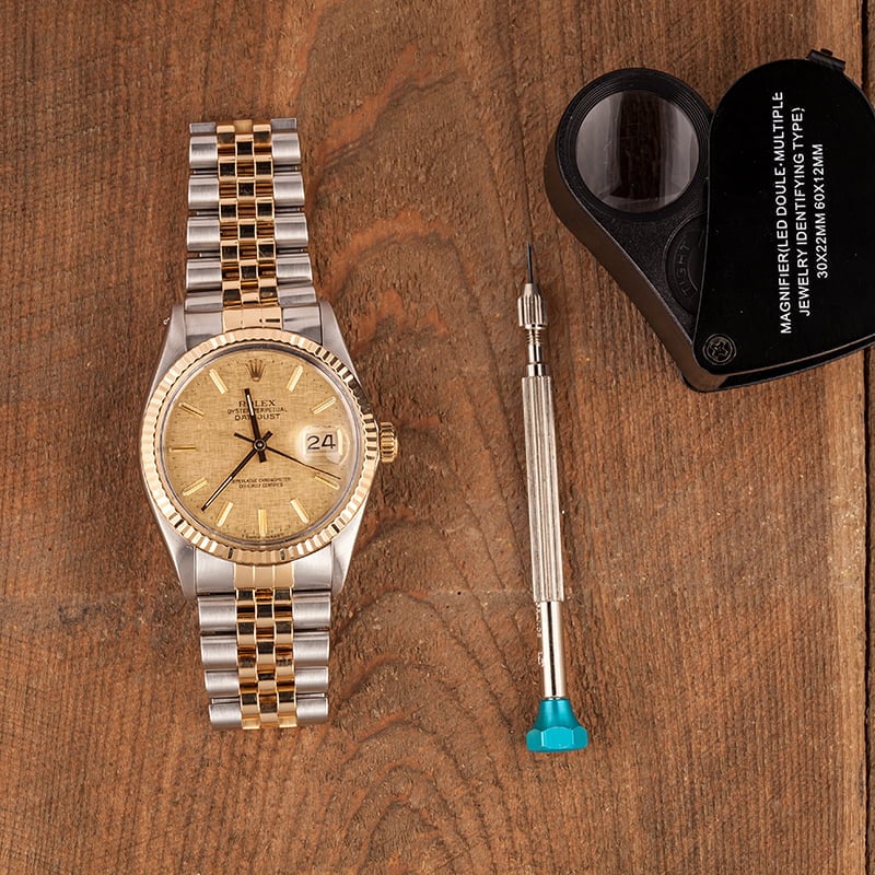 Used Rolex Datejust 16013 Champagne Linen Dial T