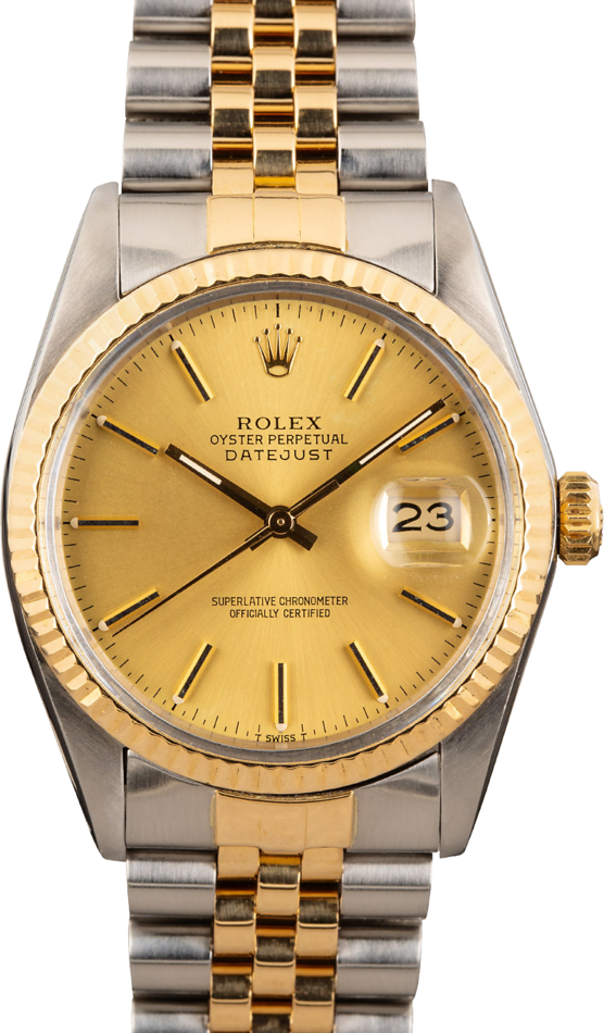 rolex datejust two tone 16013