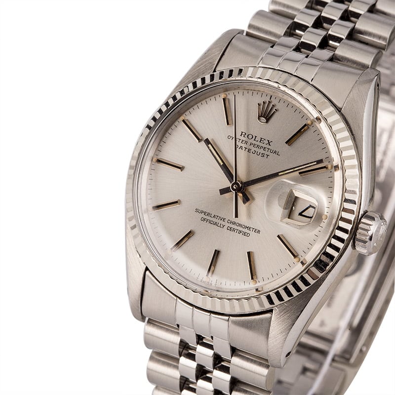 Vintage Rolex Datejust 16014 Silver Dial Steel Jubilee