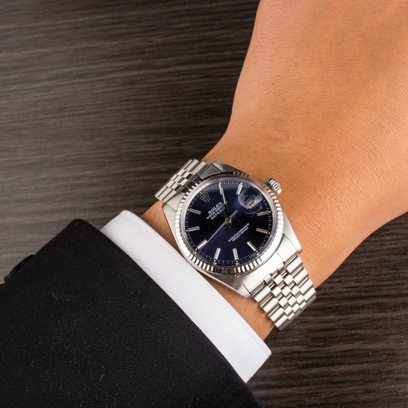 Pre Owned Rolex Datejust 16014 Blue Index Dial