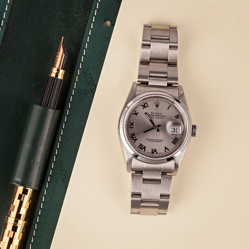 Used Rolex Datejust 16200 Rhodium Roman Dial