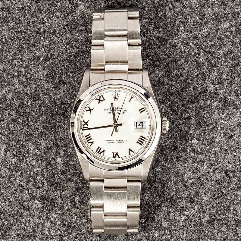 Rolex Datejust 16200 White Dial Steel Oyster