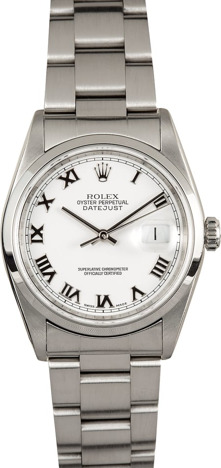 rolex datejust white roman