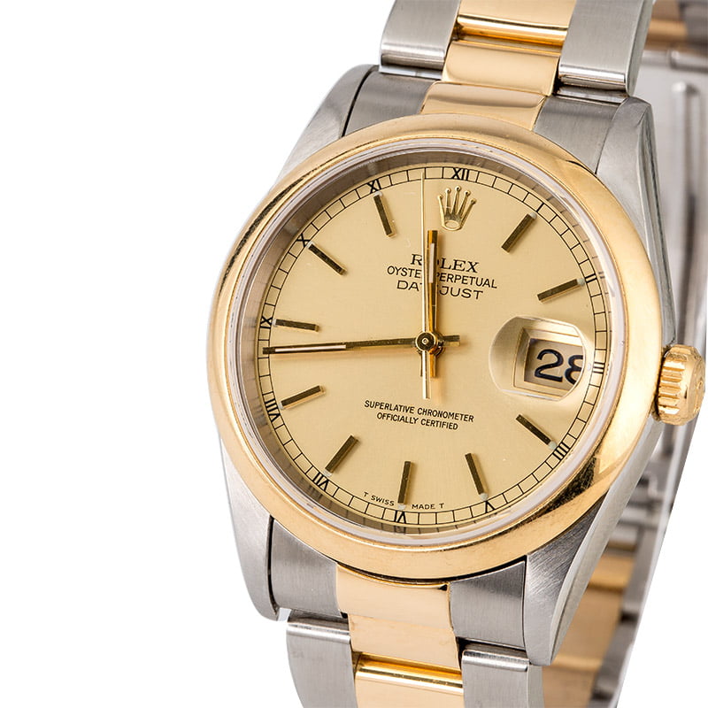 Two Tone Rolex Datejust 16203 Champagne Dial