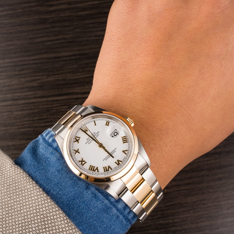 Pre Owned Rolex Datejust 16203 White Roman Dial