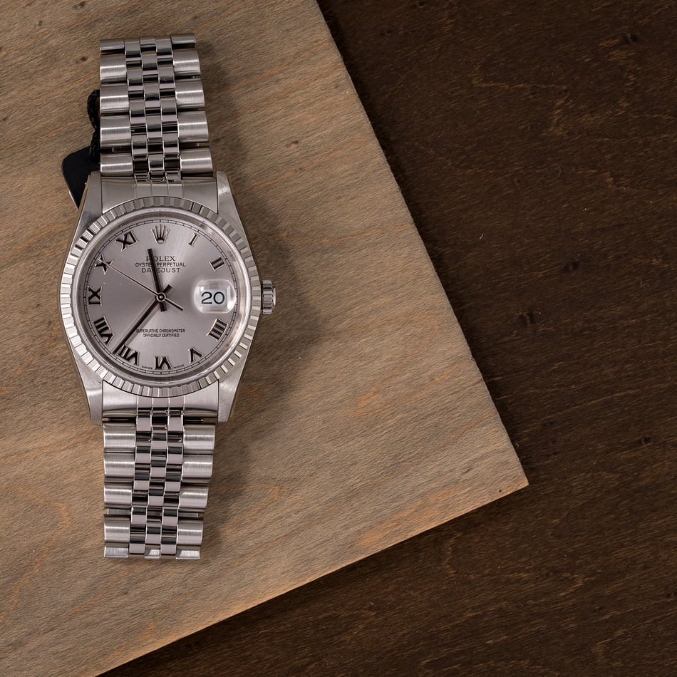 Rolex Datejust 16220 Rhodium Roman Dial