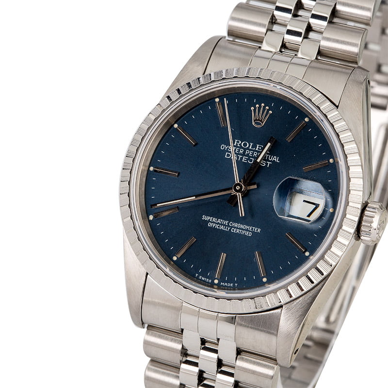 Rolex Datejust 16220 Blue Index Dial