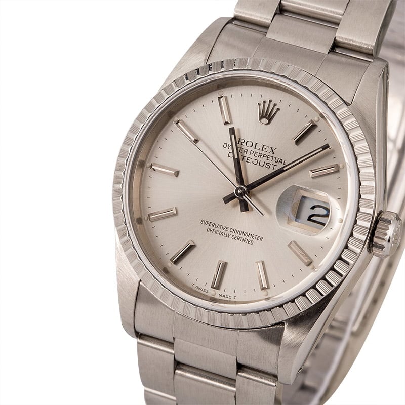 Pre Owned Rolex Datejust 16220 Silver Dial