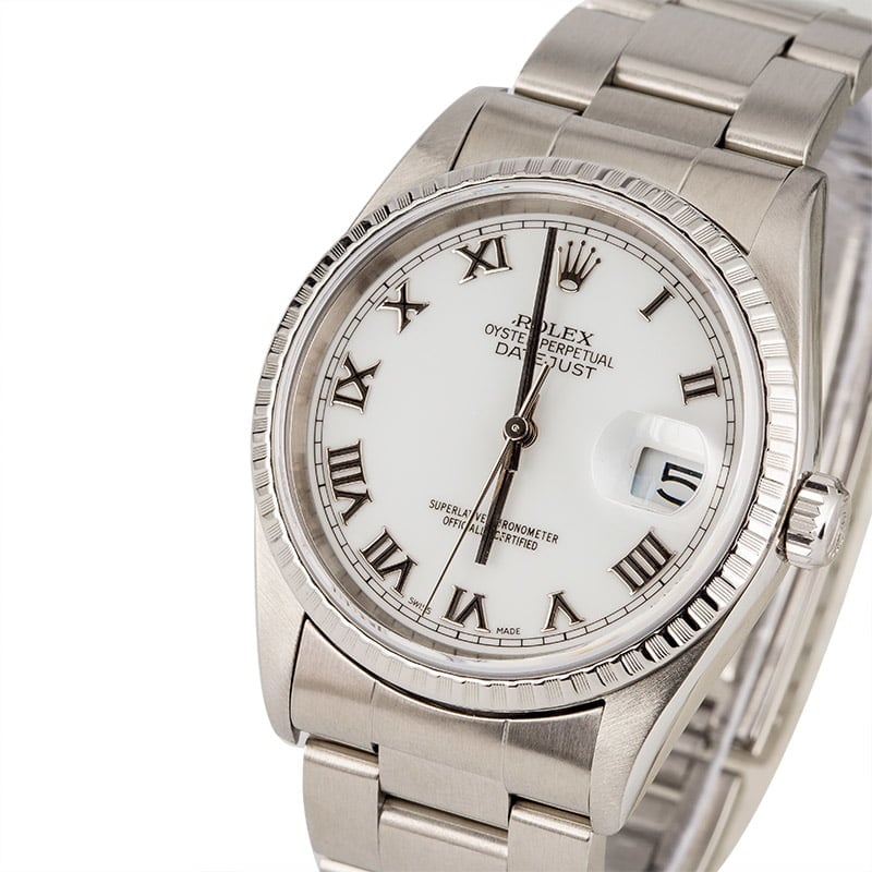 Rolex Datejust 16220 White Roman Index Dial