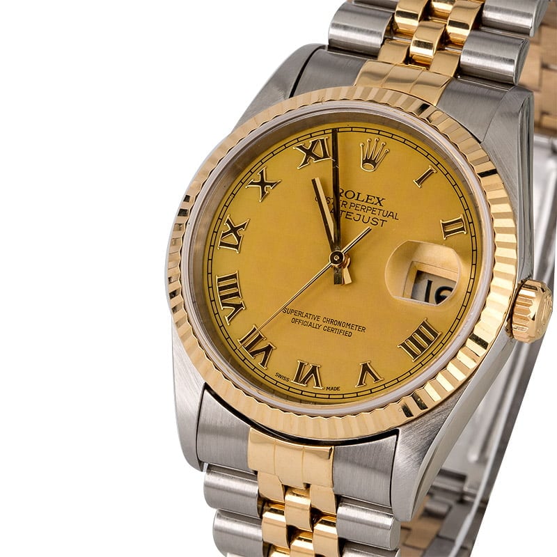 Rolex Datejust 16233 Champagne Pyramid Dial