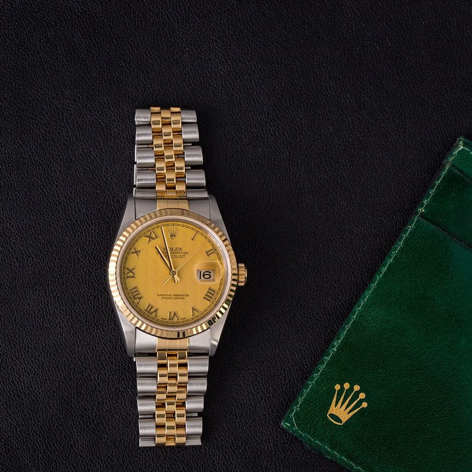 Rolex Datejust 16233 Champagne Pyramid Dial