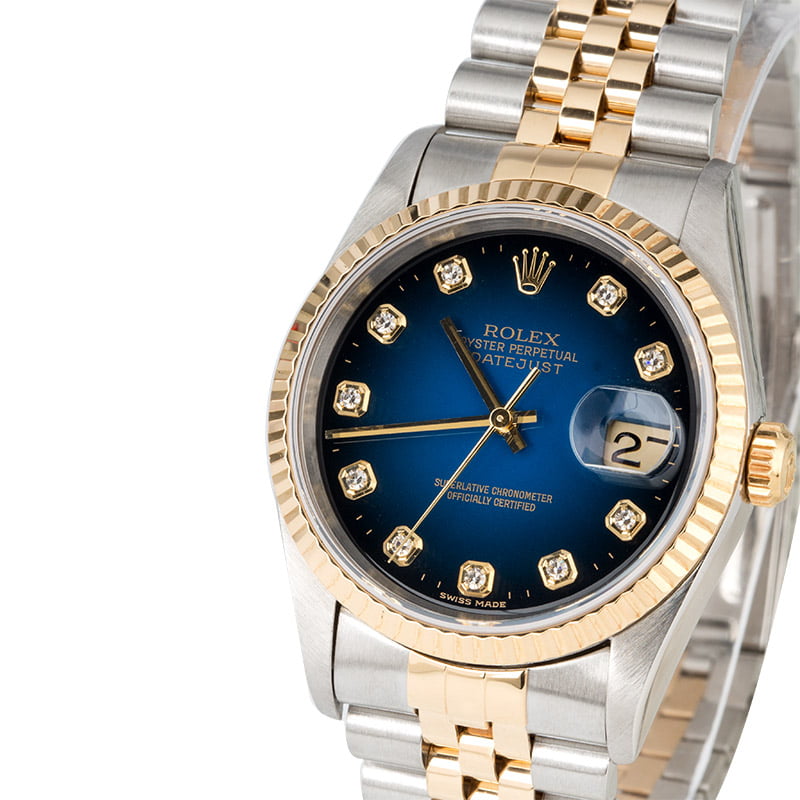 PreOwned Rolex Datejust 16233 Blue Vignette Diamond Dial