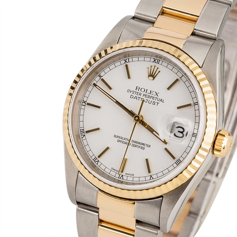 Rolex Datejust 16233 Luminous White Index Dial