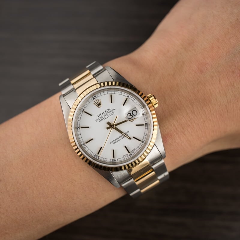 Rolex Datejust 16233 Luminous White Index Dial