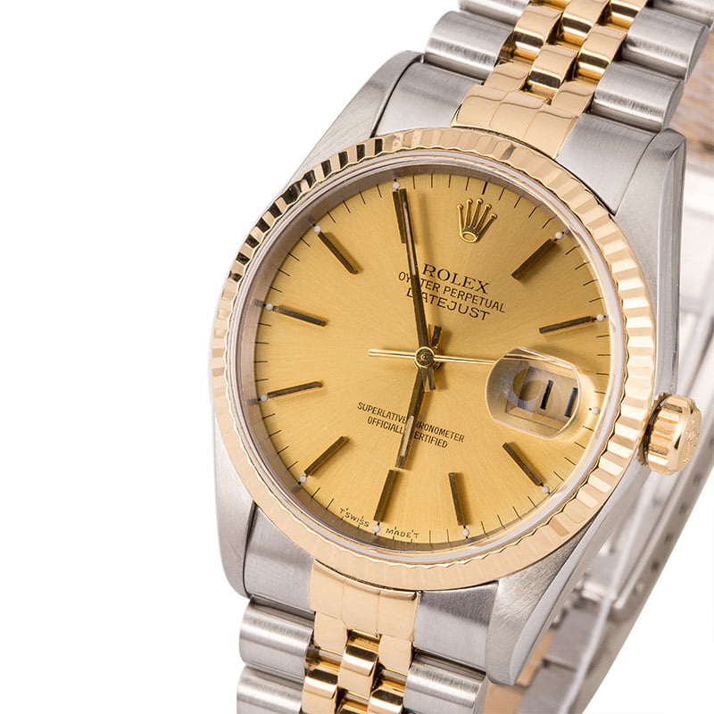 Rolex Datejust 16233 Yellow Gold Fluted Bezel