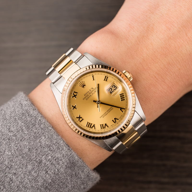 Rolex Datejust 16233 Champagne Dial with Two Tone Oyster