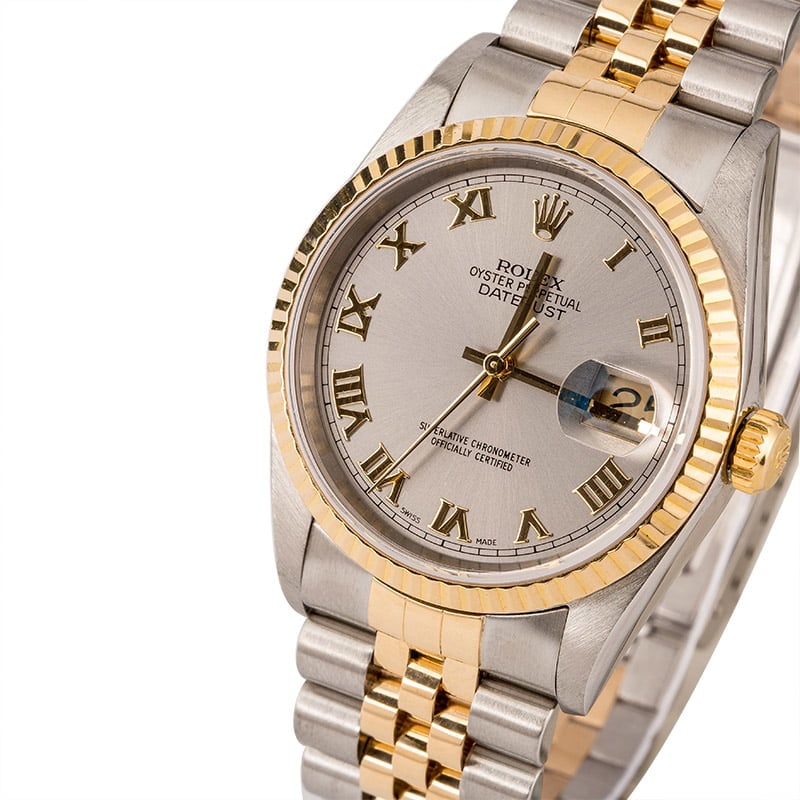 Rolex Two Tone Datejust 16233 Rhodium Dial