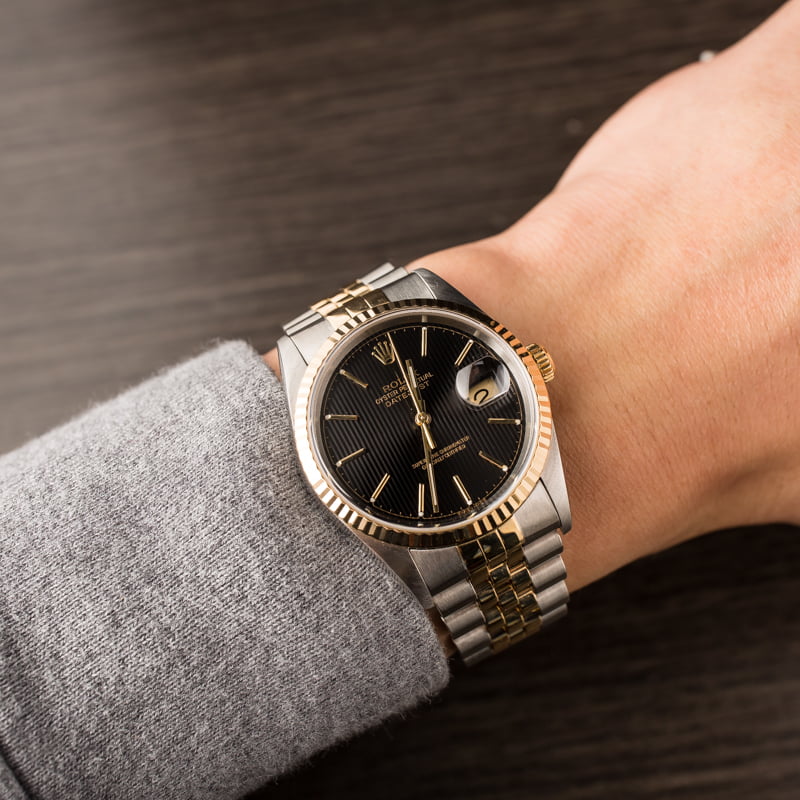 Used Rolex Datejust 16233 Black Tapestry Dial