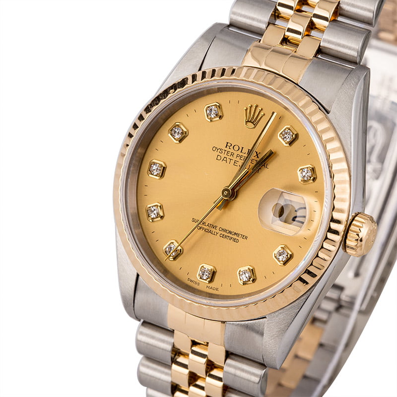 Used Rolex Datejust 16233 Diamond Champagne Dial