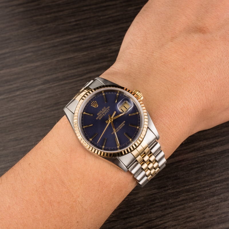 Pre-Owned Rolex Datejust Two Tone 16233 Blue Dial