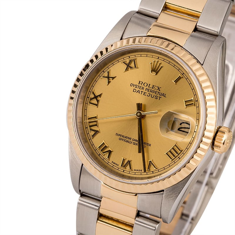 Pre Owned Champagne Roman Dial Rolex Datejust 16233