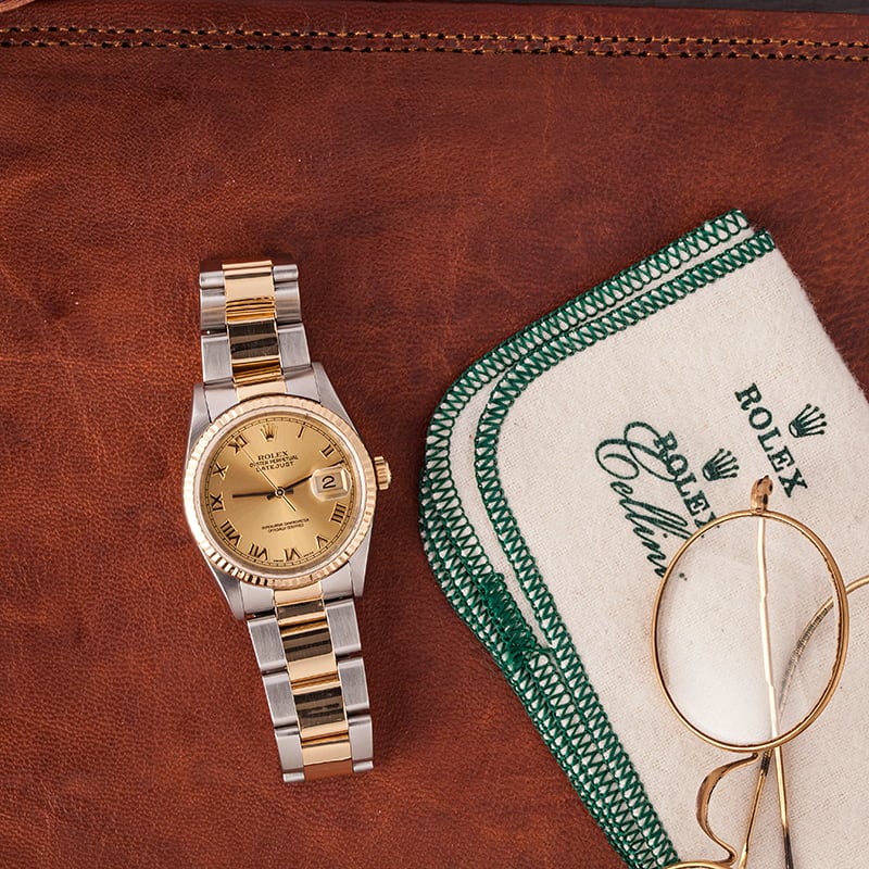 Pre Owned Champagne Roman Dial Rolex Datejust 16233