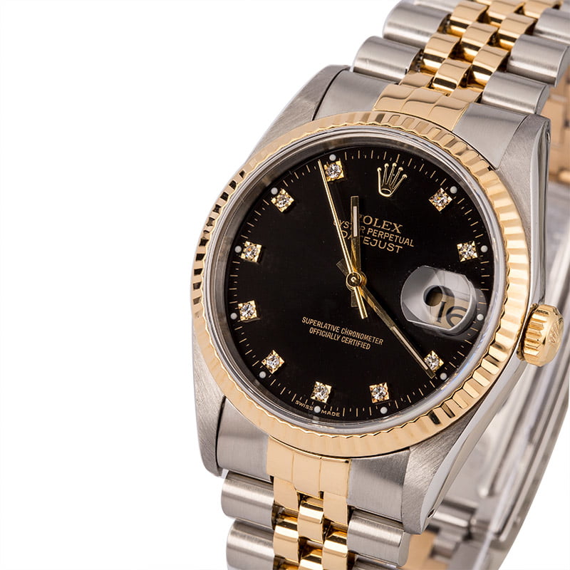 Used Rolex Datejust 16233 Diamond Black Dial