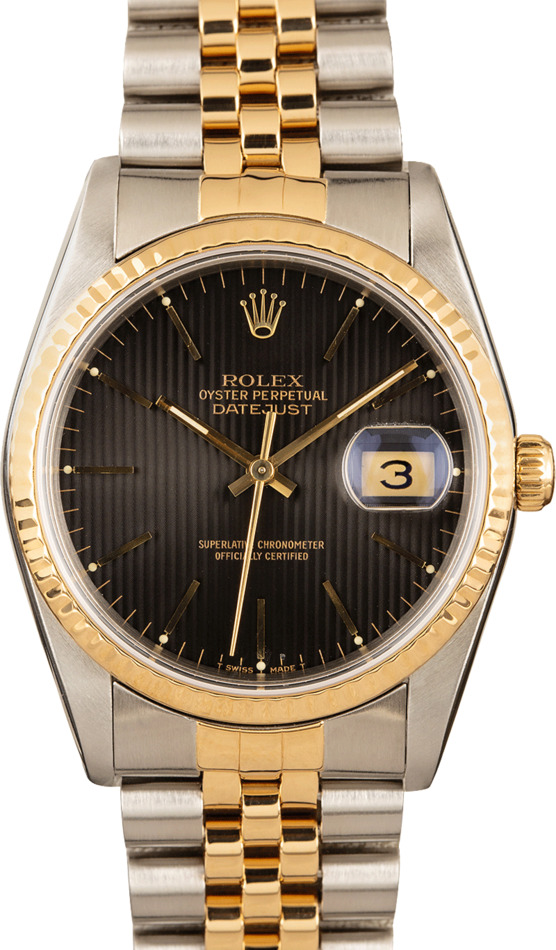 Rolex Oyster Perpetual Datejust Black Tapestry Dial Watch