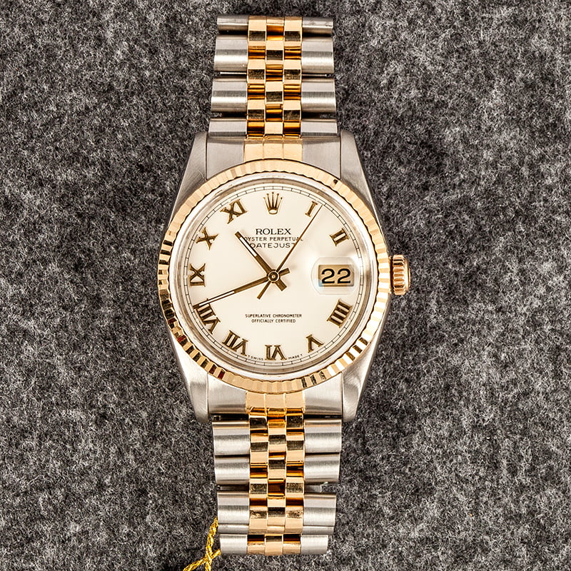 Pre Owned White Roman Dial Rolex Datejust 16233