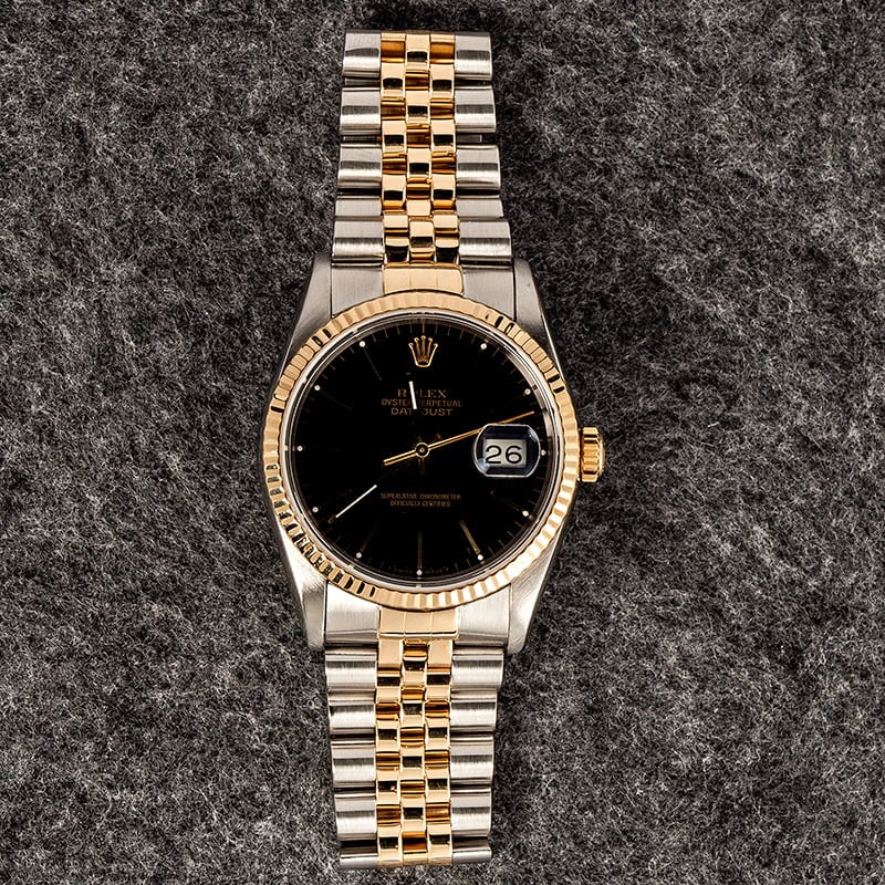 Rolex Steel and Gold Datejust 16233 Black Dial