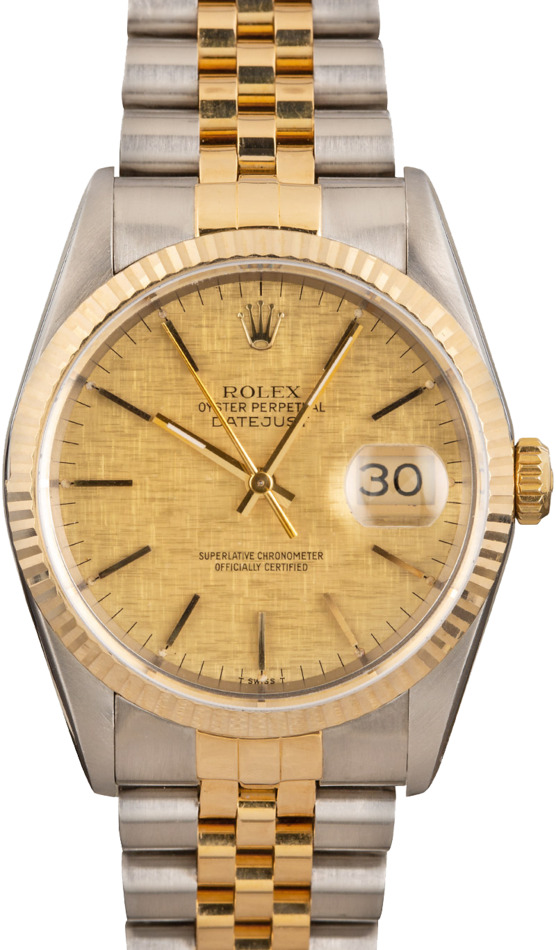 Rolex Datejust 16233 Champagne Linen Dial