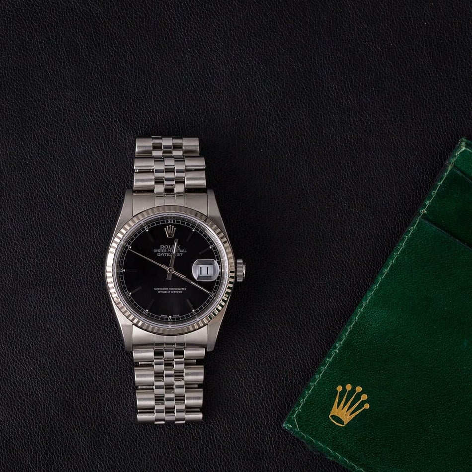 Rolex Datejust 16234 Black Dial Steel Jubilee