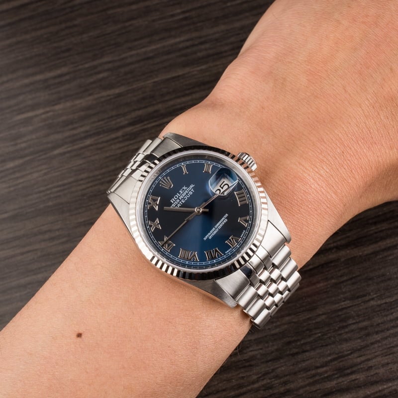 PreOwned Rolex Steel Datejust 16234 Blue Dial