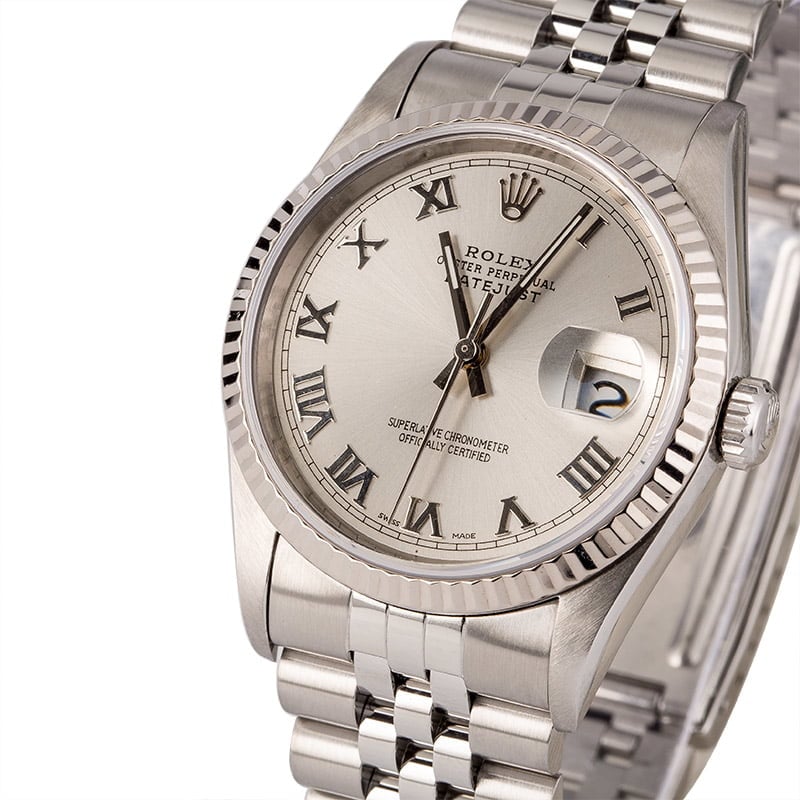 Pre-Owned Rolex Datejust 16234 Rhodium Roman