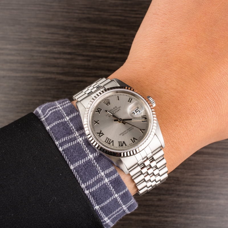 Pre-Owned Rolex Datejust 16234 Rhodium Roman