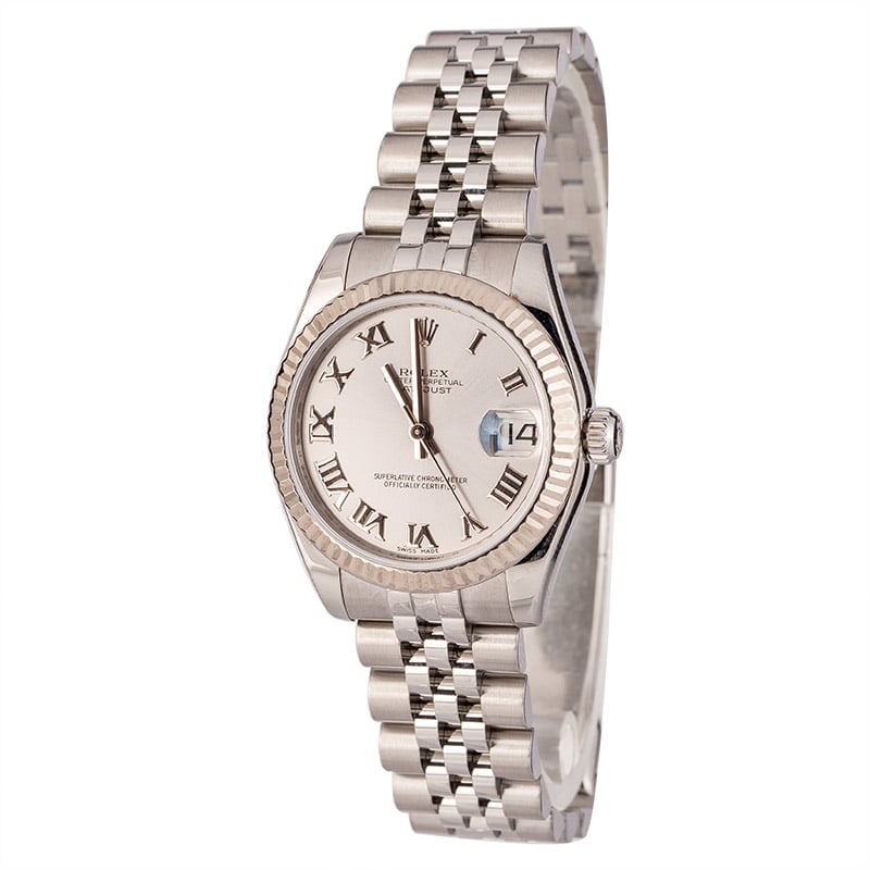 Mid-Size Rolex Datejust 178274 Rhodium Roman Dial