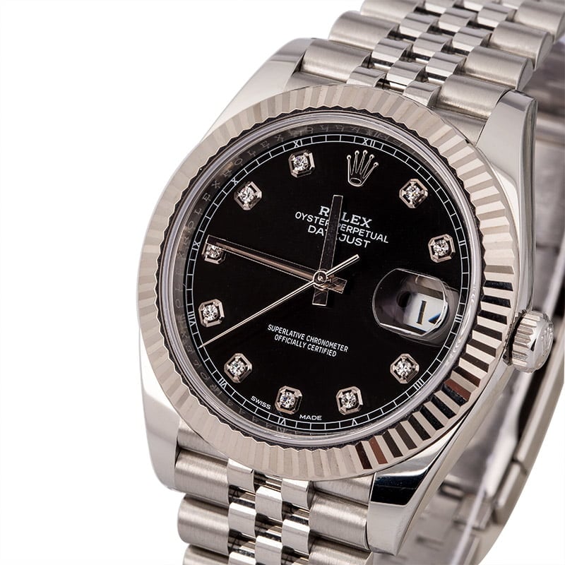 Pre Owned Rolex Datejust 41 Ref 126334 Black Diamond Dial