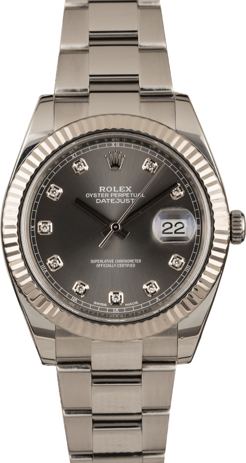 rolex datejust 41 rhodium diamond dial automatic mens watch 126334rdo